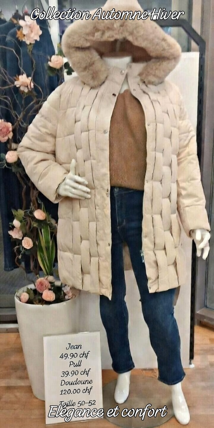 Taille 50-52 - Ensemble grande taille - Doudoune, pull et jean !