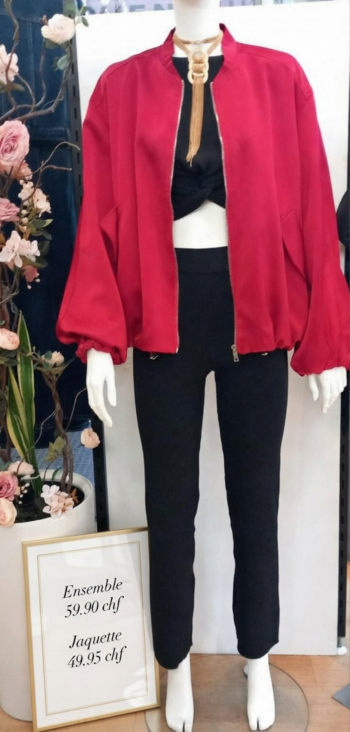 Rouge Passion & Élégance Effortless – Bomber Oversize à tomber !